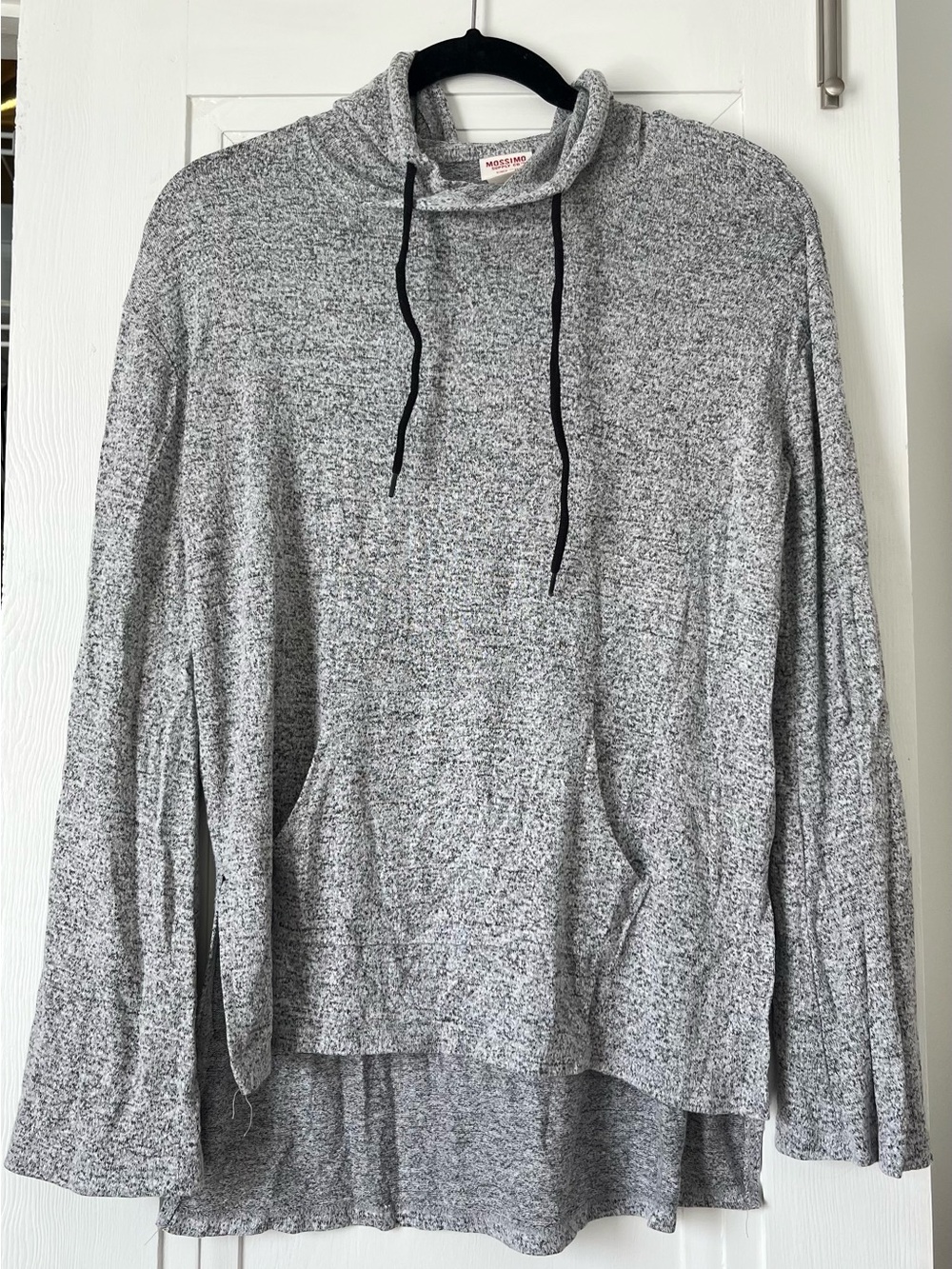 Mossimo Supply Co. Heather Gray Cowl Neck Pullover with Drawstring